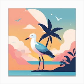 Seagull On The Beach Canvas Print