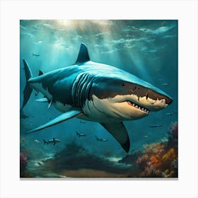 Concept Art Of A Megalodon Shark Canvas Print