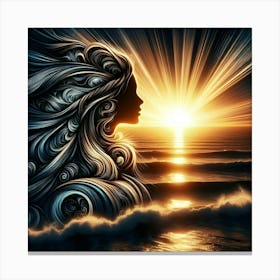 Mermaid At Sunset Canvas Print