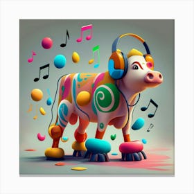 Cow With Music Notes 3 Canvas Print