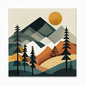 Landscape Mountain with Trees Canvas Print