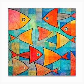 Maraclemente Fish Painting Style Of Paul Klee Seamless Canvas Print