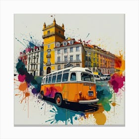Vw Bus In Lisbon Canvas Print