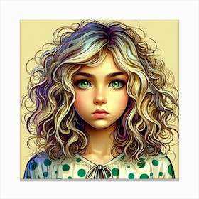 Girl With Curly Hair Canvas Print