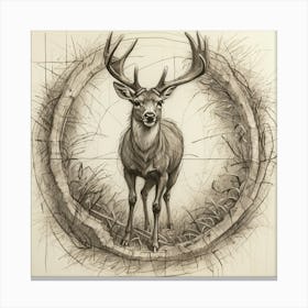 Deer In A Circle 3 Canvas Print