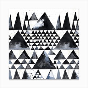 Scandinavian Ink Triangles Square Canvas Print