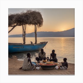 Sunset By The Lake Canvas Print