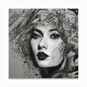 Black And White Portrait Of A Woman Canvas Print