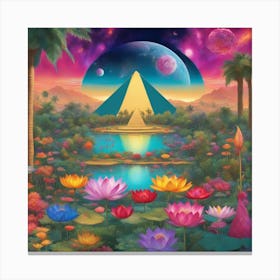 Sacred Lotus Flower 888 Canvas Print