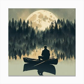 Man In A Canoe Canvas Print