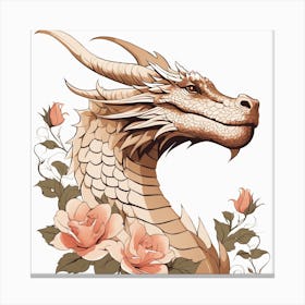 Floral Dragon (4) 1 Canvas Print