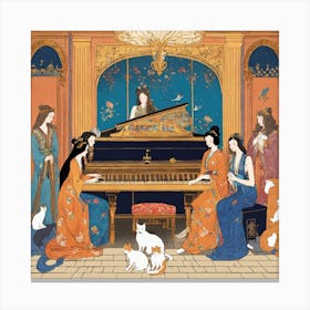 Chinese Ladies At The Piano Canvas Print