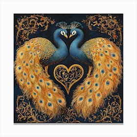 Peacocks In Love 5 Canvas Print