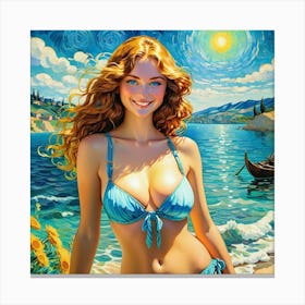 Woman In A Bikinihi Canvas Print