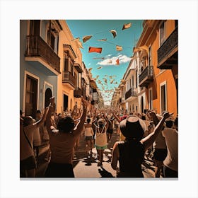 Kites In The Street while dancing in Old San Juan Canvas Print