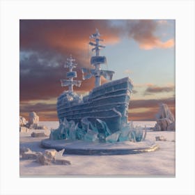 Beautiful ice sculpture in the shape of a sailing ship 17 Canvas Print