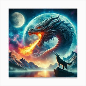 Wolf Moon Dragon Canvas Print