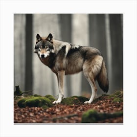 Wolf In The Forest 33 Canvas Print
