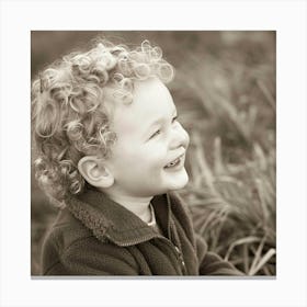 Black And White Portrait Of A Young Boy 1 Canvas Print