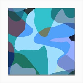 Abstract Camouflage Pink Blue Square Canvas Print
