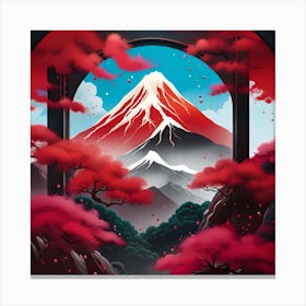 Mt Fuji Japanese Textured Monohromatic 1 Canvas Print