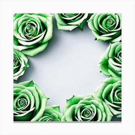 Green Roses In A Circle Canvas Print