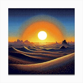 Sunset In The Desert,A New Dawn on Tatooine: A Mosaic of Hope Against the Sand Dunes 1 Canvas Print