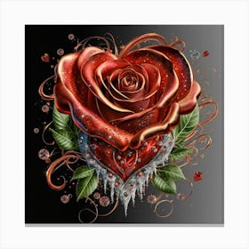 Heart and beautiful red rose 15 Canvas Print