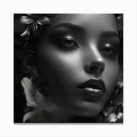 Black And White Portrait Of A Woman Canvas Print