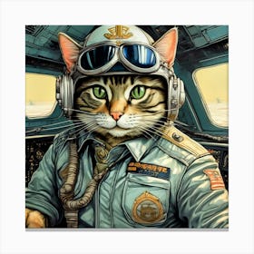 Pilot Hans Purrcival Canvas Print