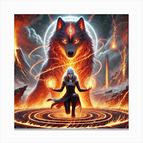 Kaida Elemental Bond With Yang Fire Wolf Canvas Print