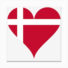 Heart Love Flag Denmark Red Cross Europe Canvas Print