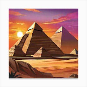 Egyptian Pyramids At Sunset Canvas Print