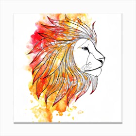Lion Lineart Profile Canvas Print