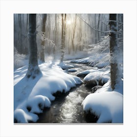 Winter Sunlight on the Banks of the Woodland Stream 1 Canvas Print