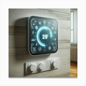 Smart Thermostat On A Wall Canvas Print