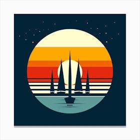 Sailboats At Sunset 4 Canvas Print