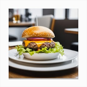 Hamburger In A Restaurant 1 Canvas Print