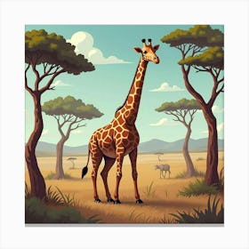 A Majestic Giraffe Standing Among Acacia Trees 2 Canvas Print