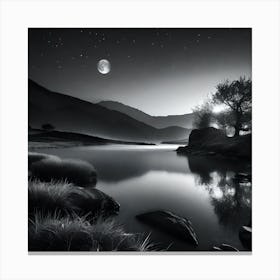 Moonlight Over Lake 2 Canvas Print