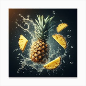 A Pineapple with Water Splash 2 Canvas Print