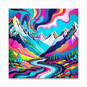 Psychedelic Mountains 2 Canvas Print