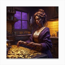 Woman In A Kitchen 1 Canvas Print