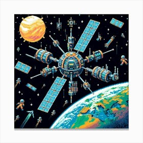 8-bit space station Canvas Print