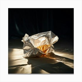 Crumpled Plastic Wrapper Foreground Contrasting Against A Pristine Dark Background Focus On Texture (4) Canvas Print