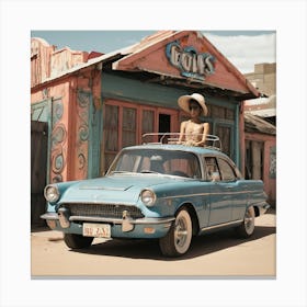 Girl In A Car Canvas Print