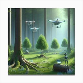 Drones In The Forest 5 Canvas Print