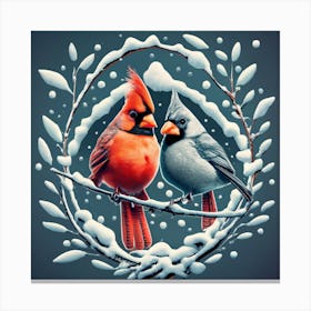 Cardinals In The Snow Canvas Print