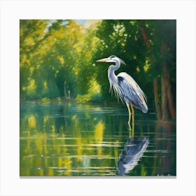 Heron In The Water Canvas Print