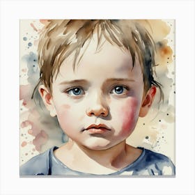 Watercolor Portrait Of A Child Canvas Print